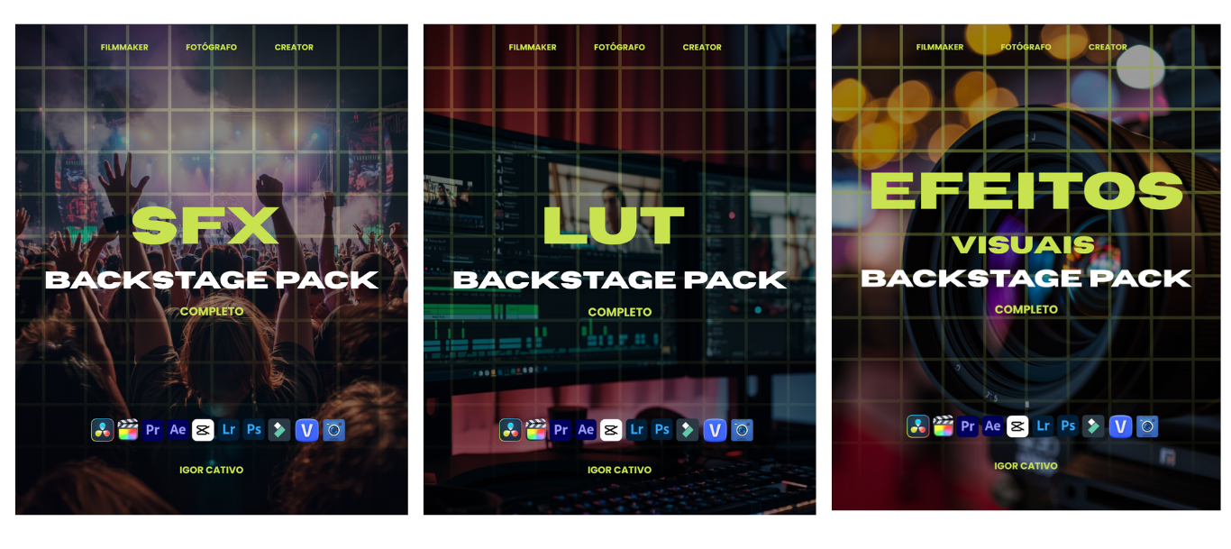 Packs Entregáveis - SFX, LUTs e Efeitos Visuais